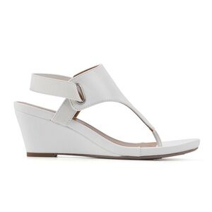 White Mountain, white wedge sandals, new